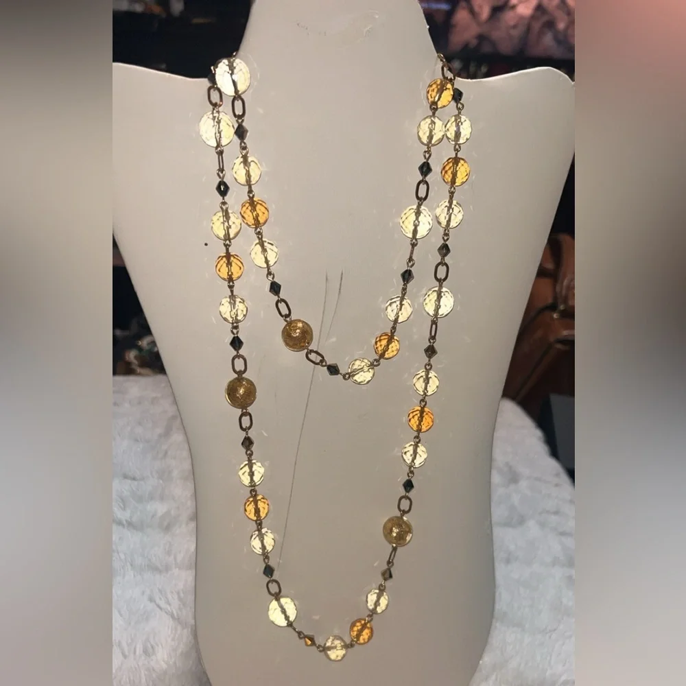 Vintage Multi Strands Plastic and Glass Beaded Necklace